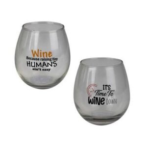 Tumbler glass wine stemless w/print 475m