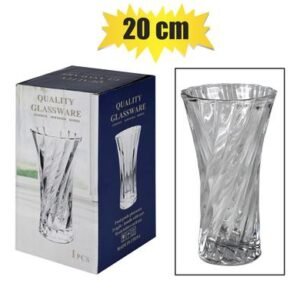Vase glass swirl thick 20cm clear