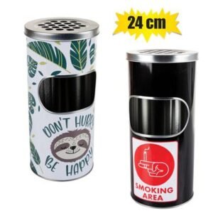 Ashtray tin mini bin 24cm asstd