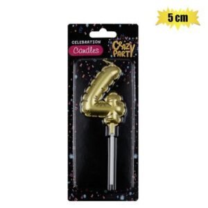 Candle birthday balloon no.4-gld 5cm