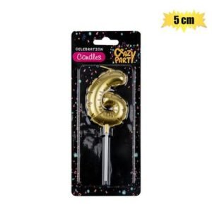 Candle birthday balloon no.6-gld 5cm