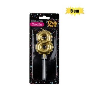 Candle birthday balloon no.8-gld 5cm