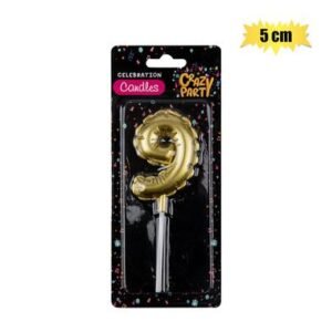 Candle birthday balloon no.9-gld 5cm