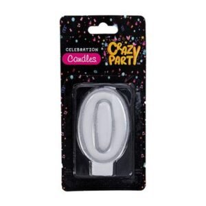 Candle birthday single number-0 silver