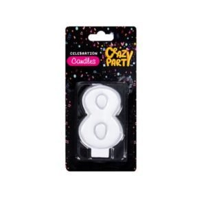 Candle birthday single number-8 silver