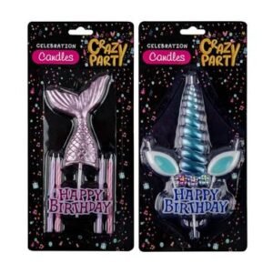 Candle birthday unicorn and mermaid