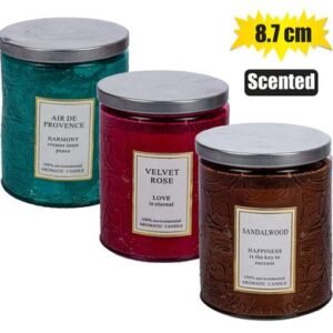 Candle in holder gls 8.7cm w/lid scented