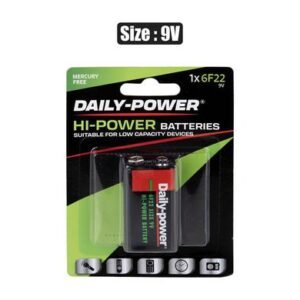 Batteries h/power size:9volt/6f22 - 1pce