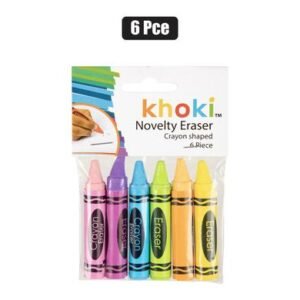 Novelty erasers pencil crayon 6 piece