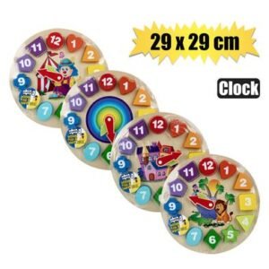 Edu wood block clock 29x29cm