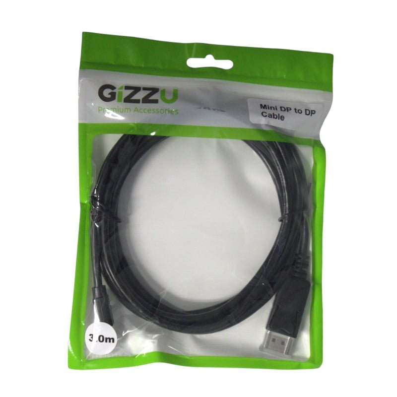 GIZZU Mini DP to DP 4k 30Hz|4k 60Hz 3m (Thunderbolt 2 compatible) Cable - Black - Image 2